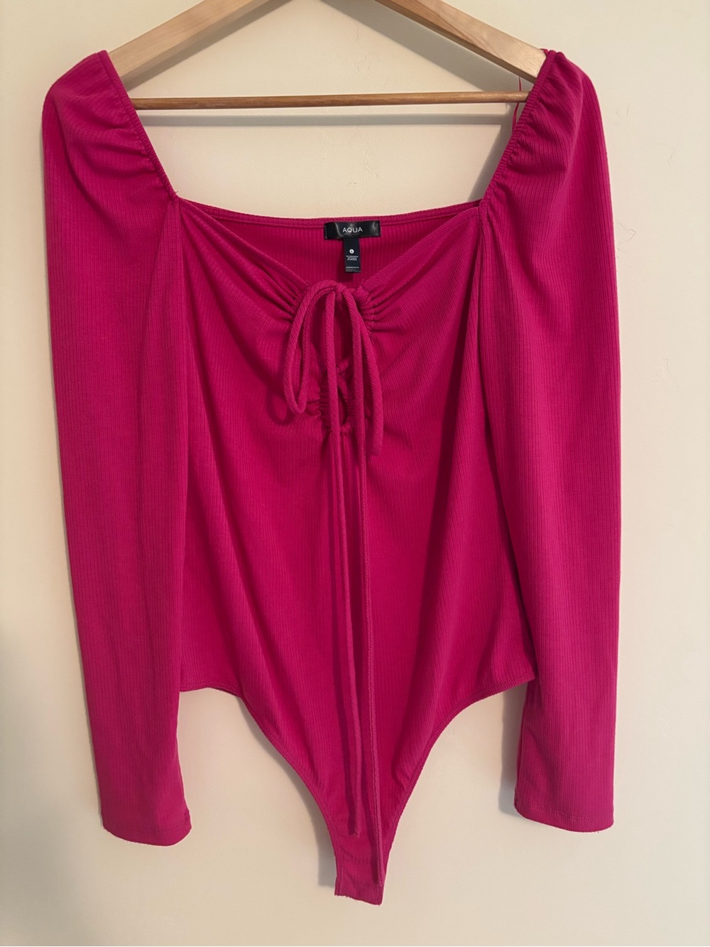Aqua Halter Knit Cutout Bodysuit Pink Size L
